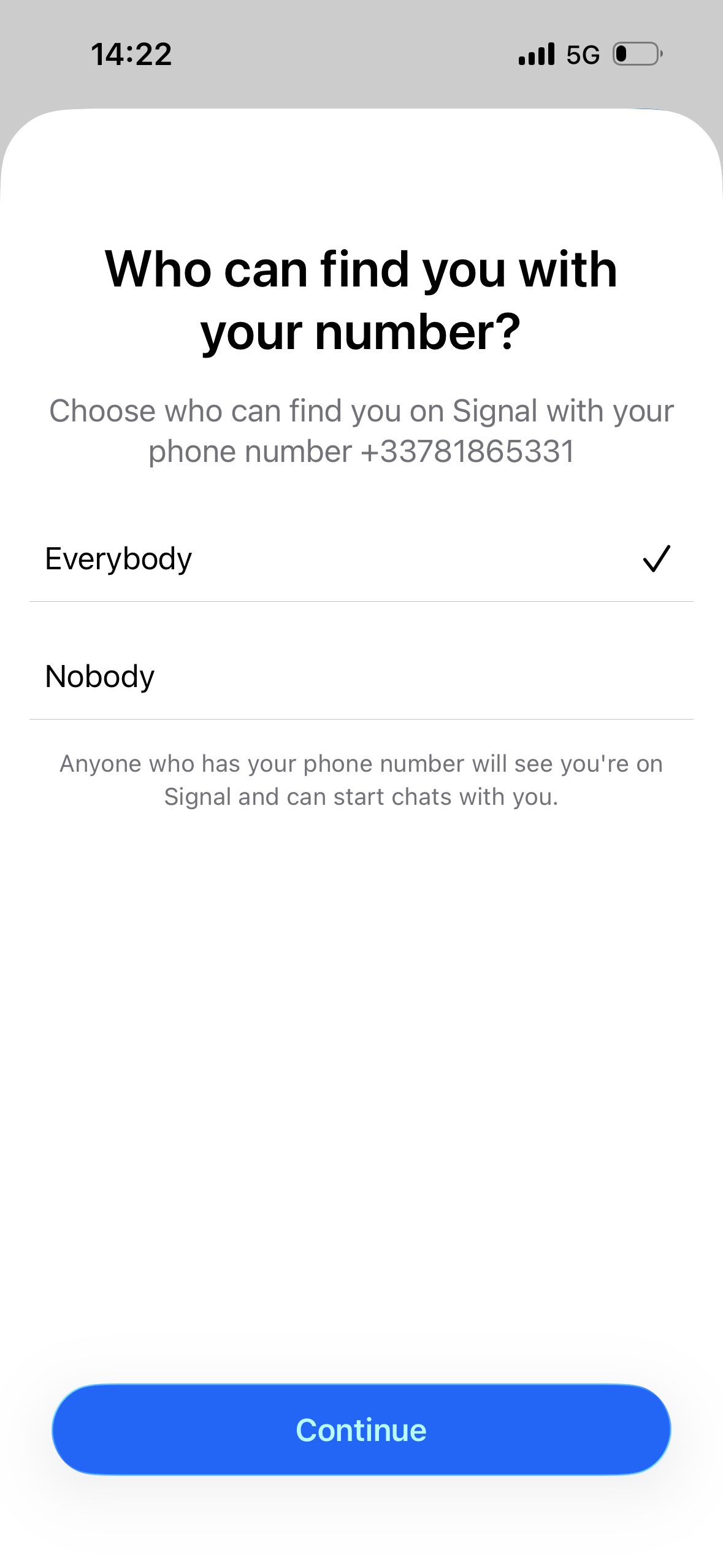 privacy settings (Signal)