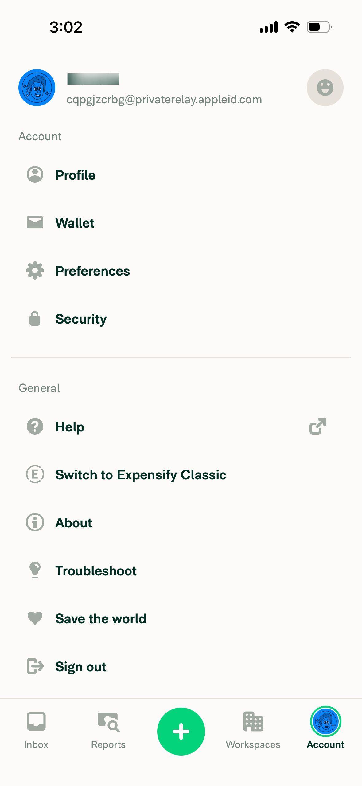 Account Settings (Expensify)