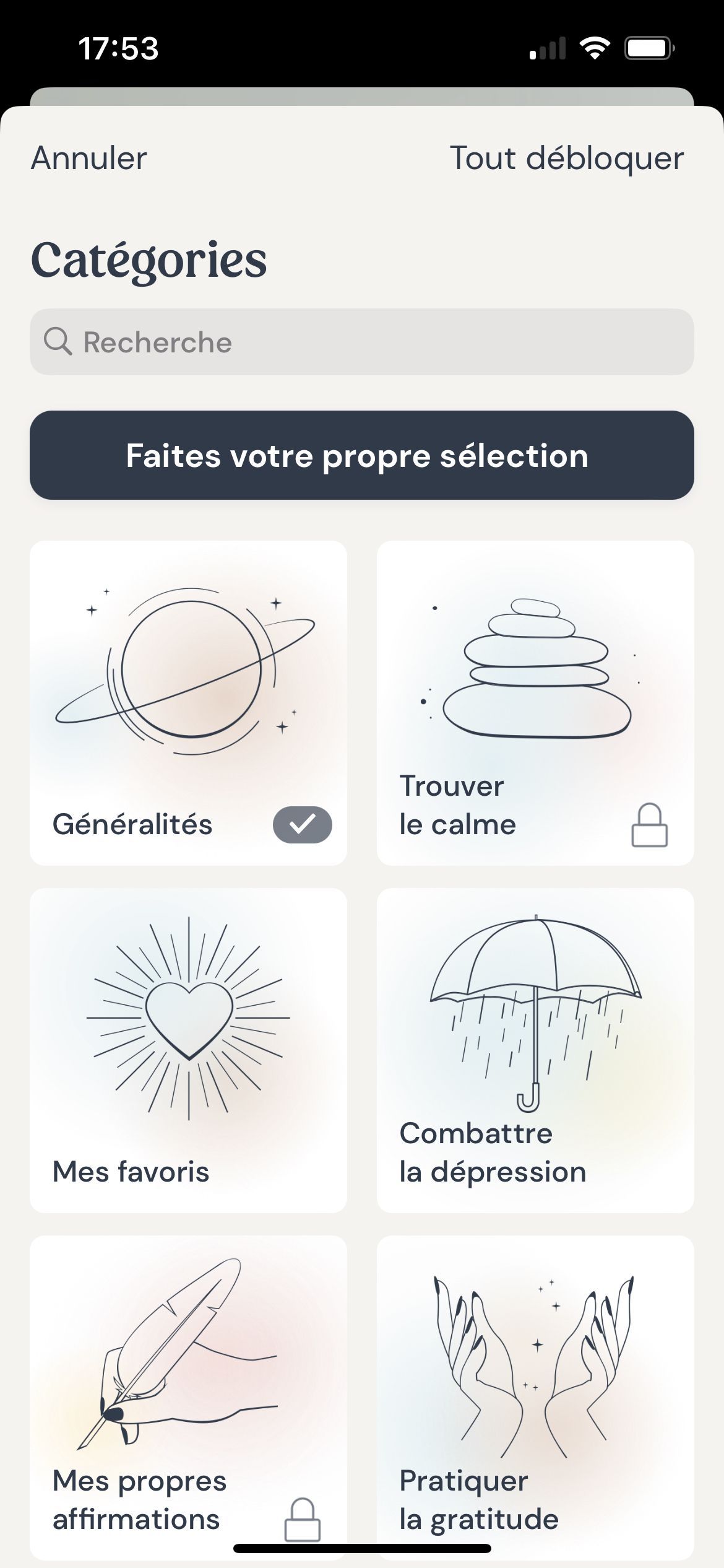 categories (CalmApp)