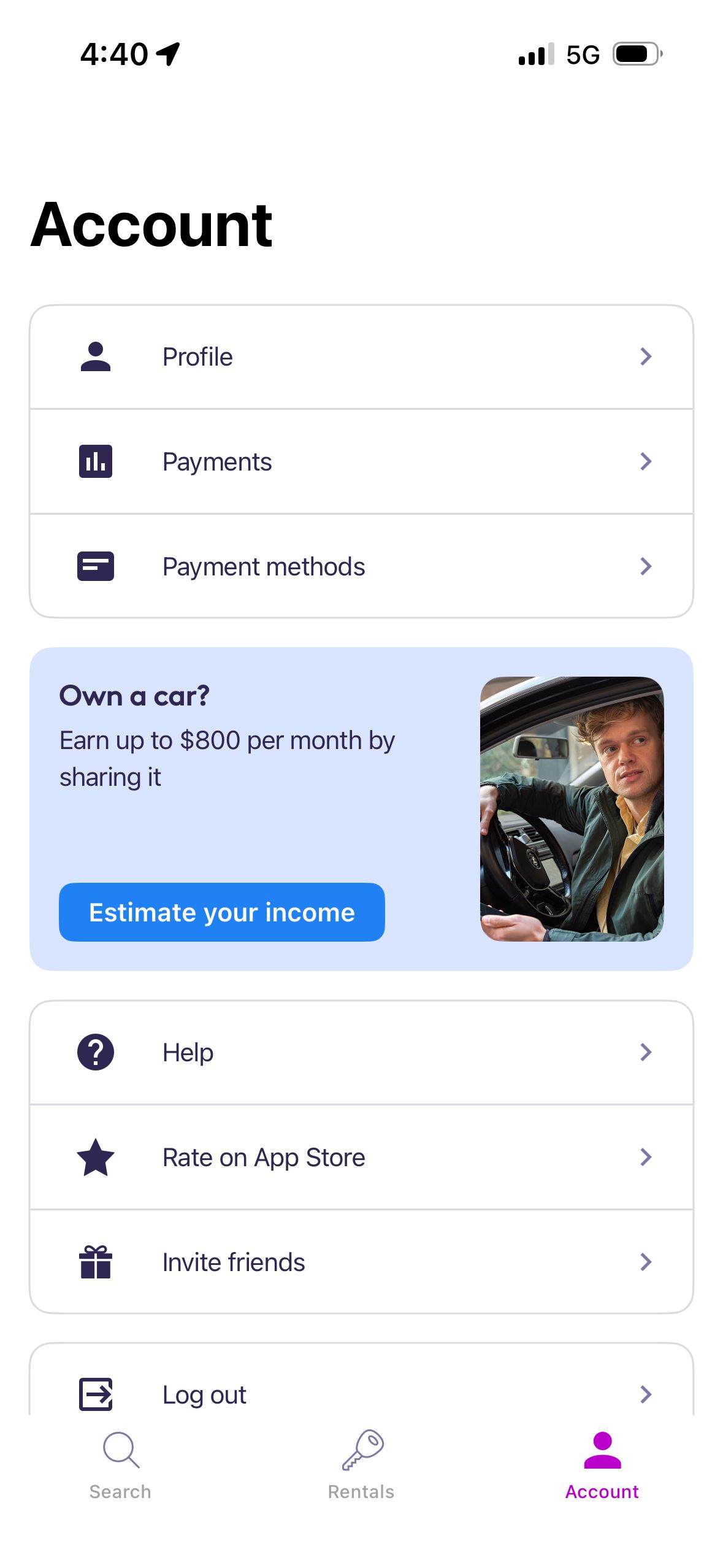 Account Management (Getaround)
