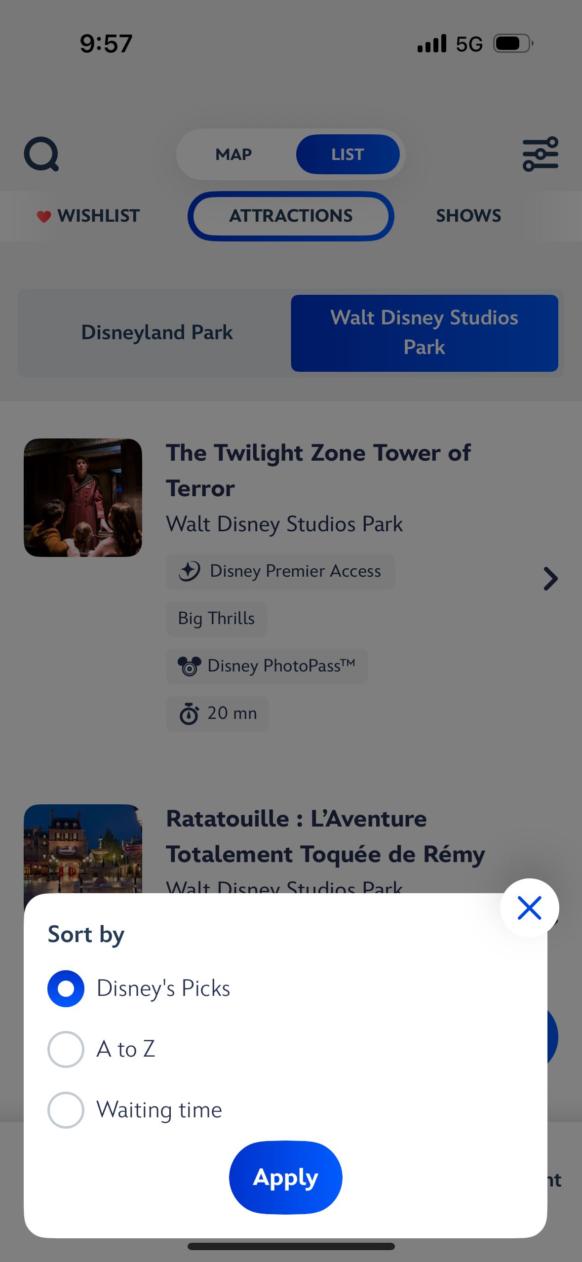 list (Disneyland Paris)