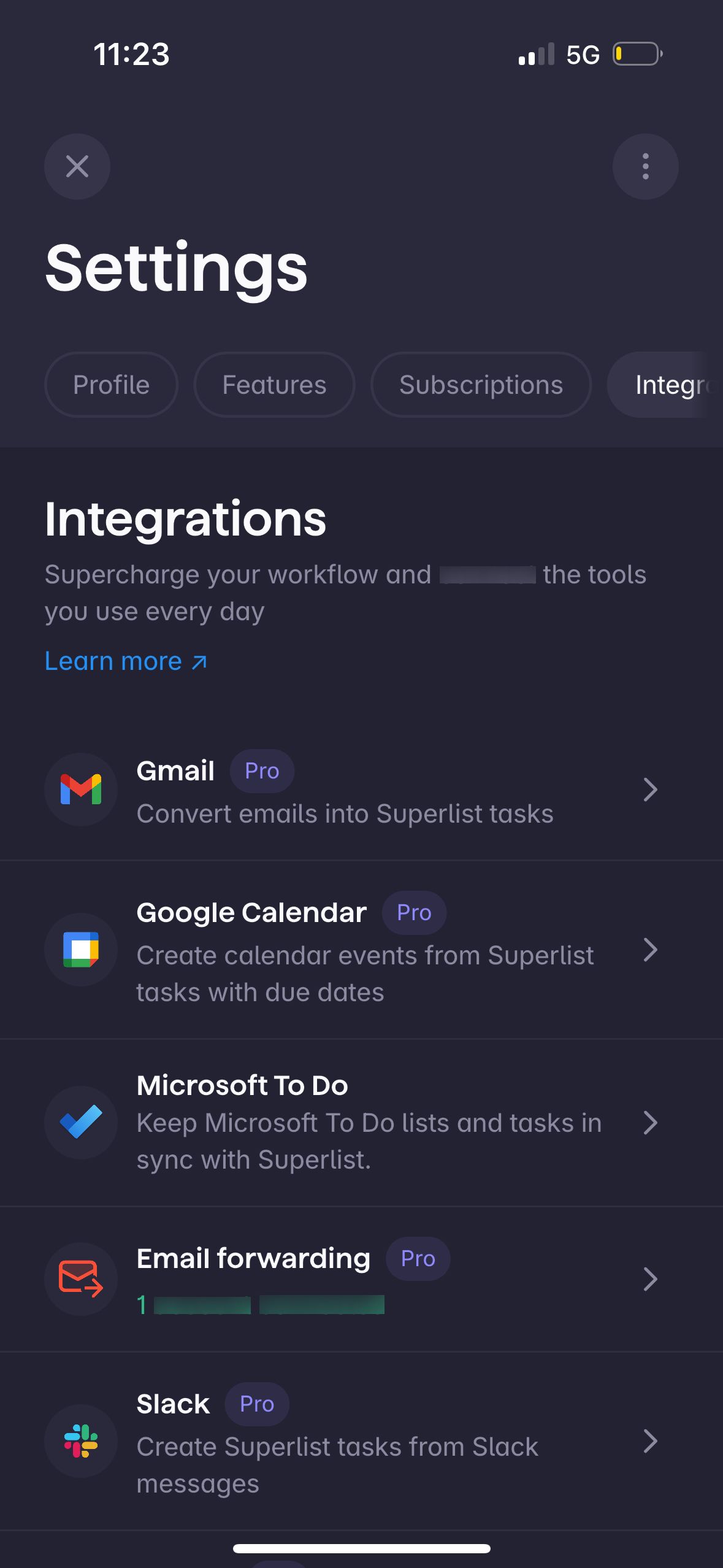 settings (Superlist)