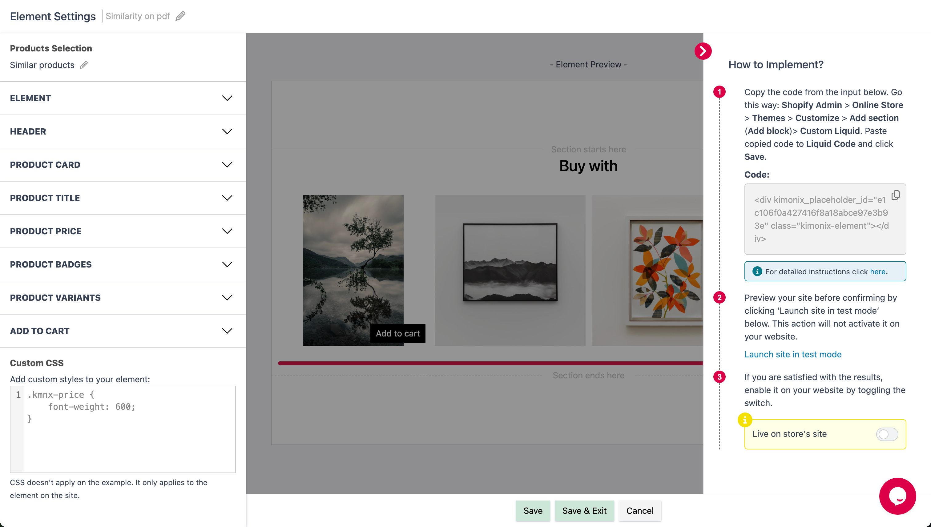Settings / Configuration (Kimonix)
