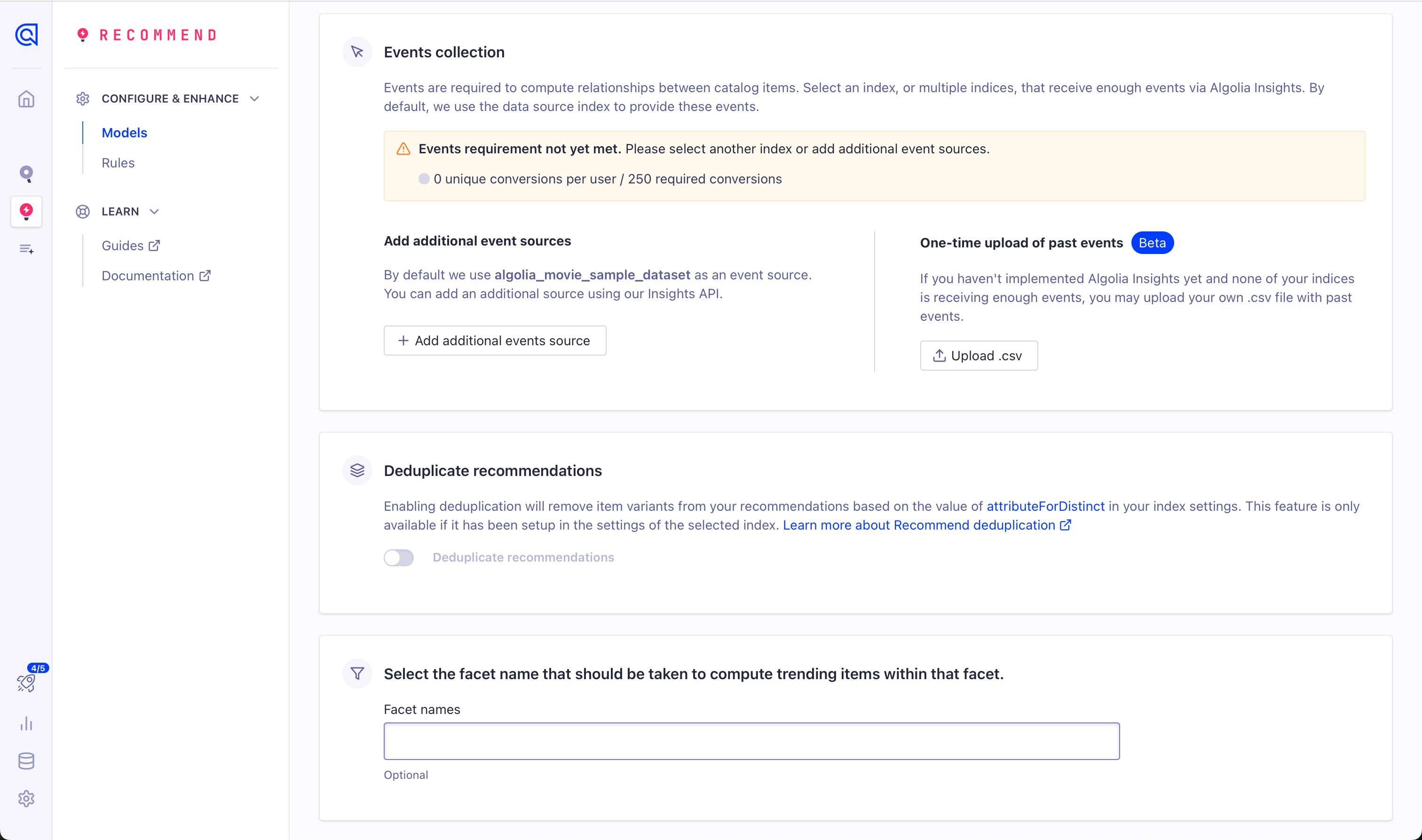 Settings Panel (Algolia)