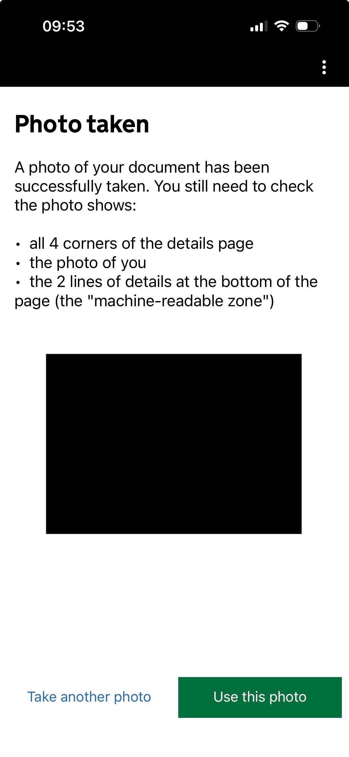 confirmation screen (UK ETA)