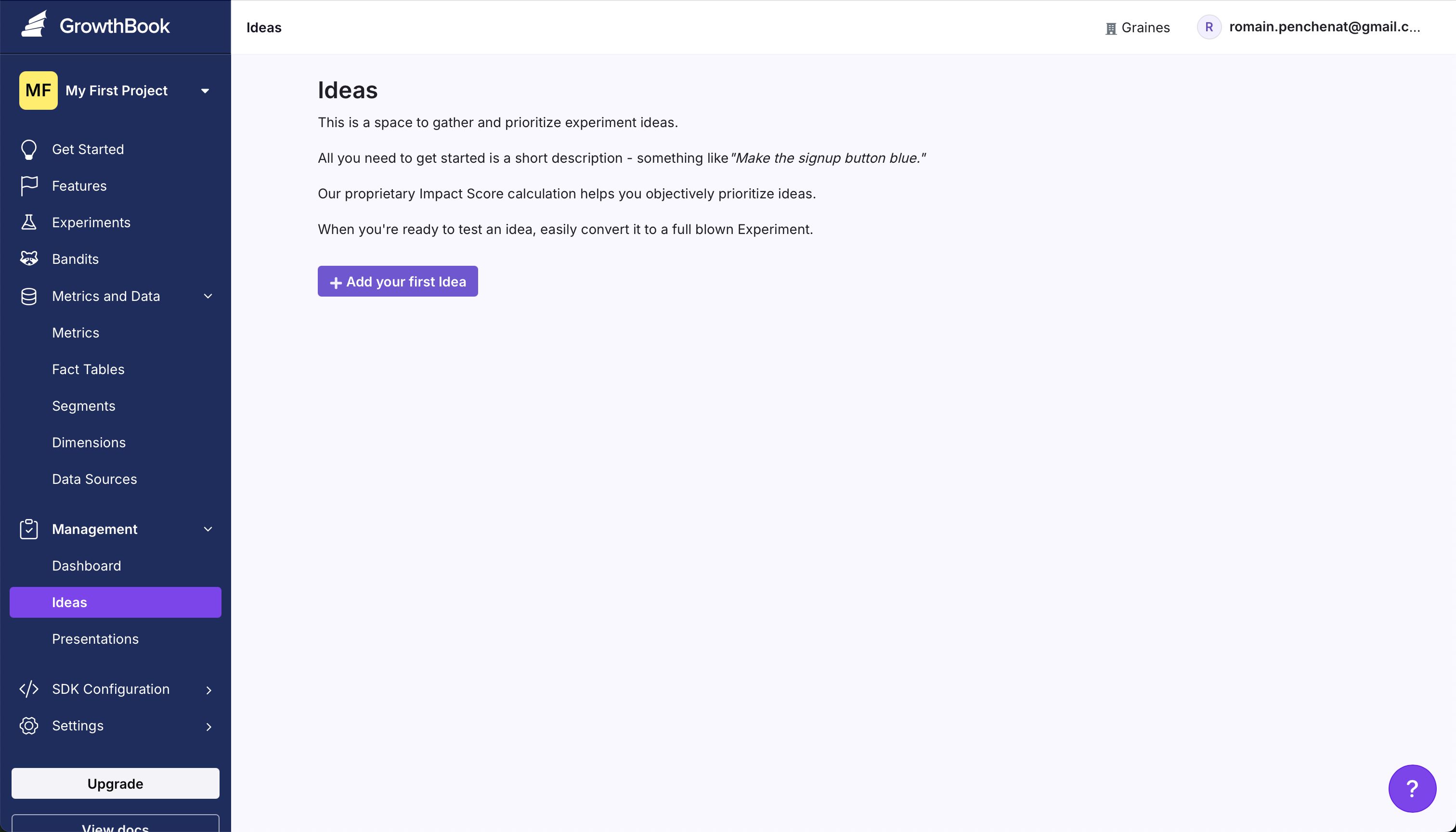 Dashboard (Growthbook)
