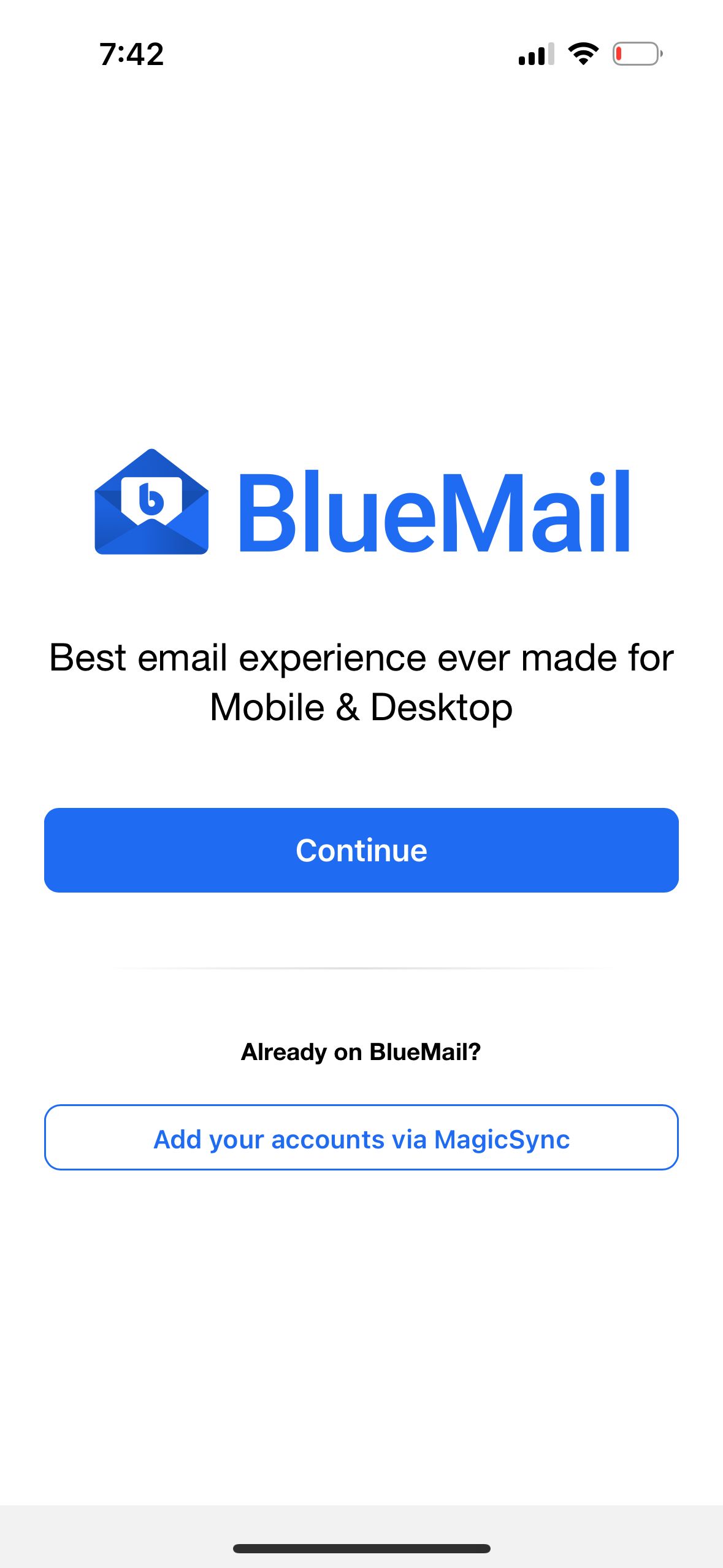 onboarding (BlueMail)