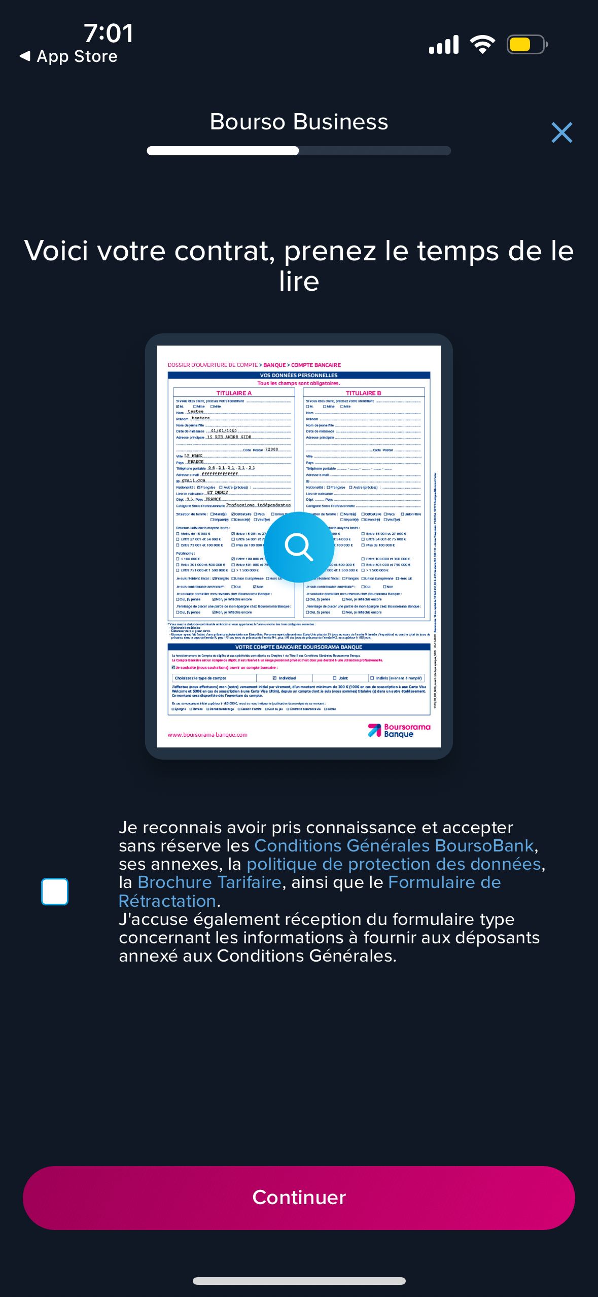 contract (Boursorama Business)