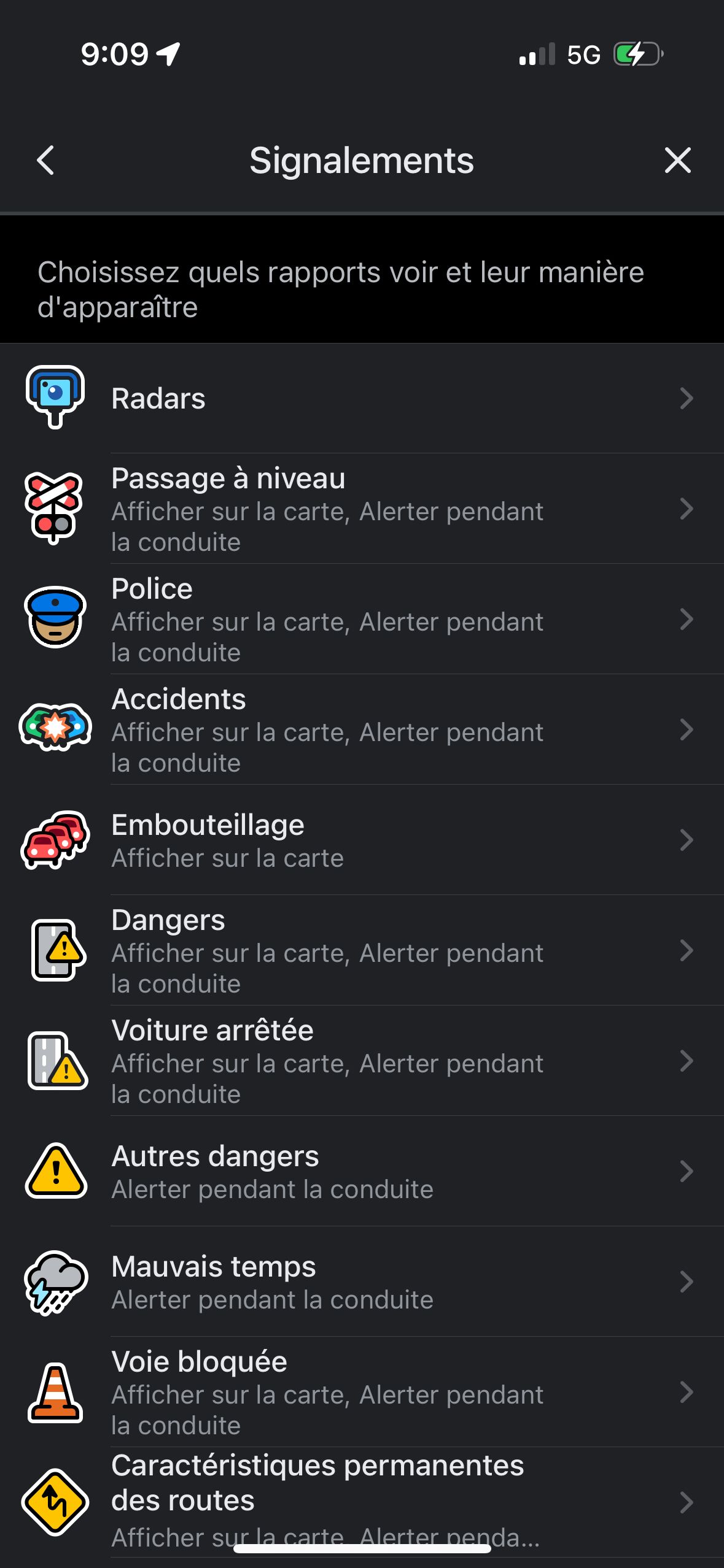 settings (Waze)