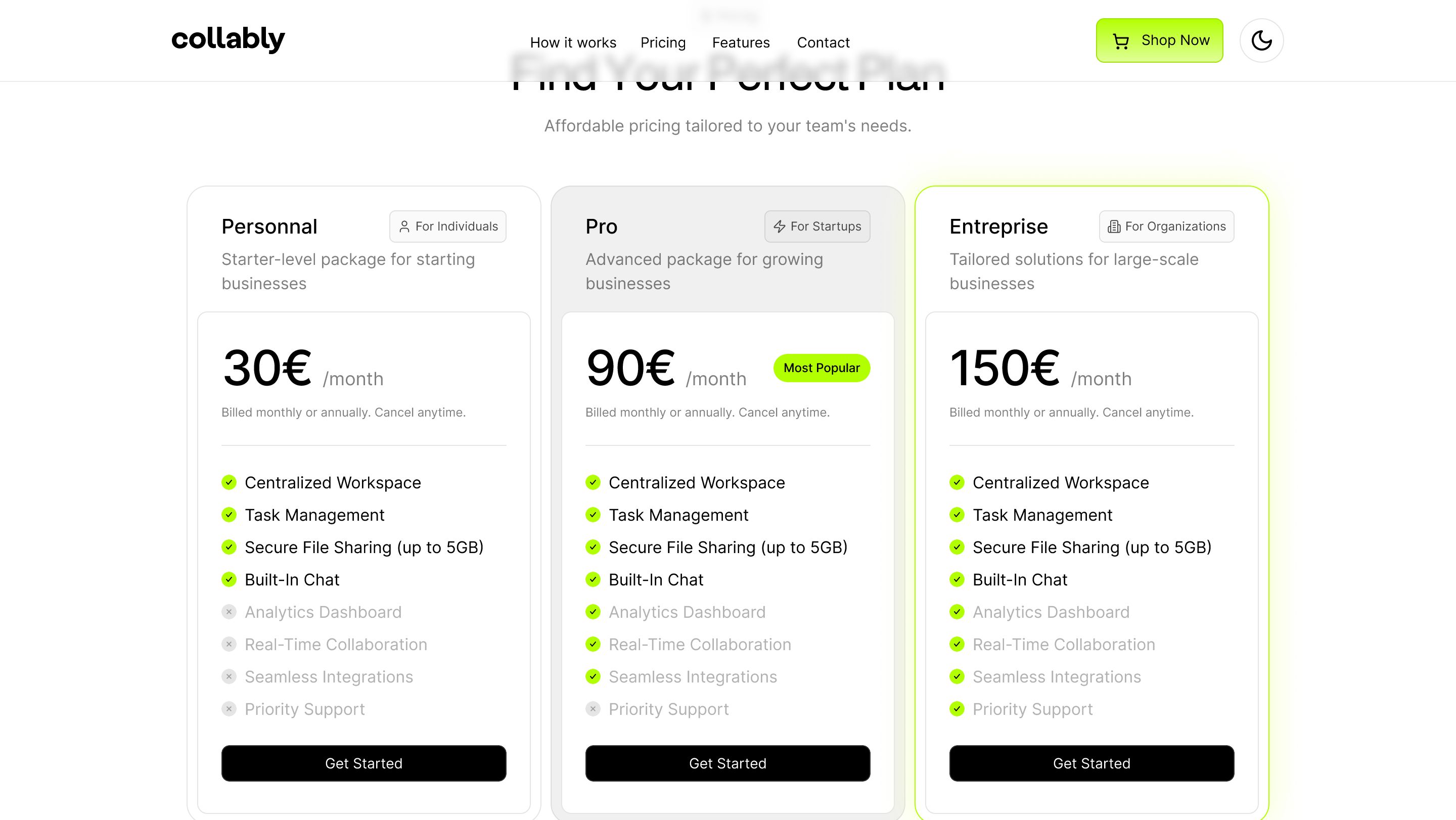 Pricing Table