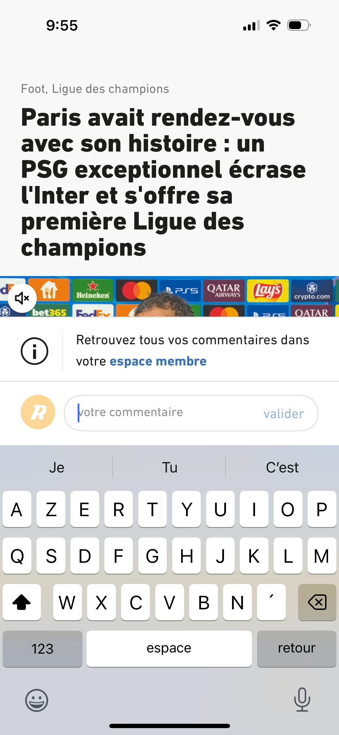 Article with comment input