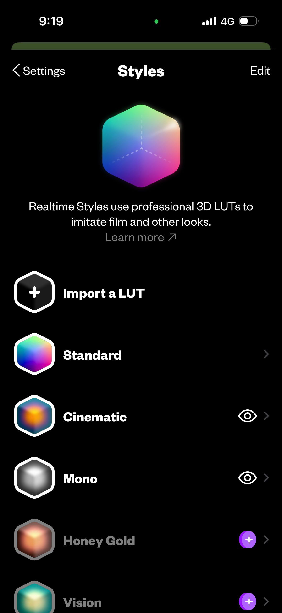 Settings (!Camera)