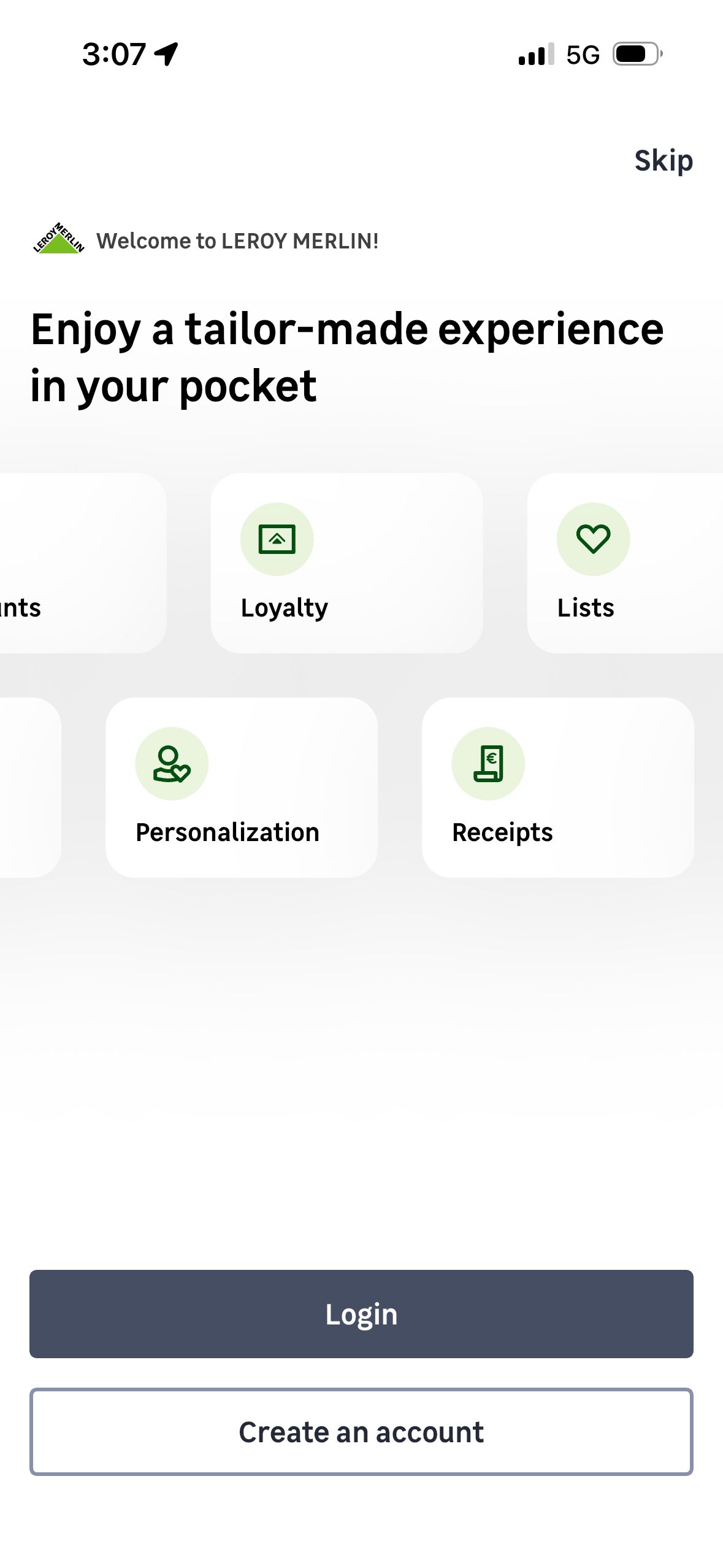 login (Leroy Merlin)