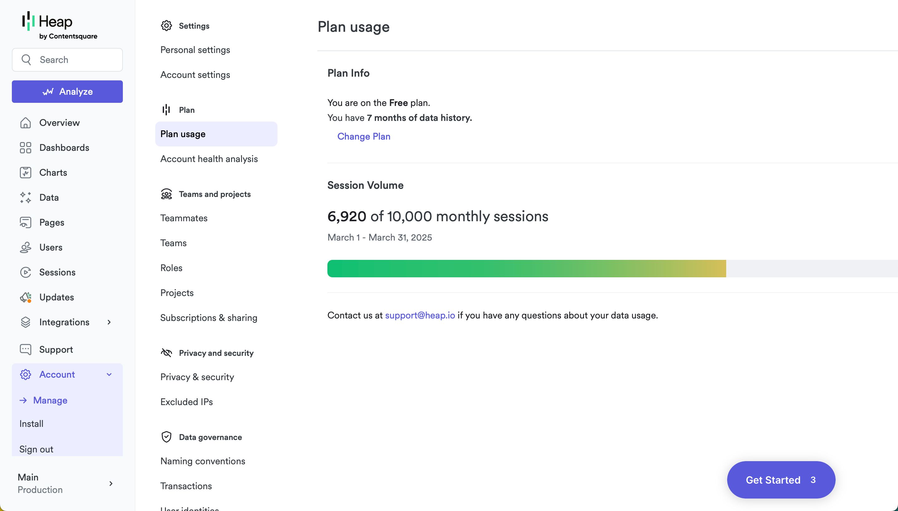 settings (Heap)