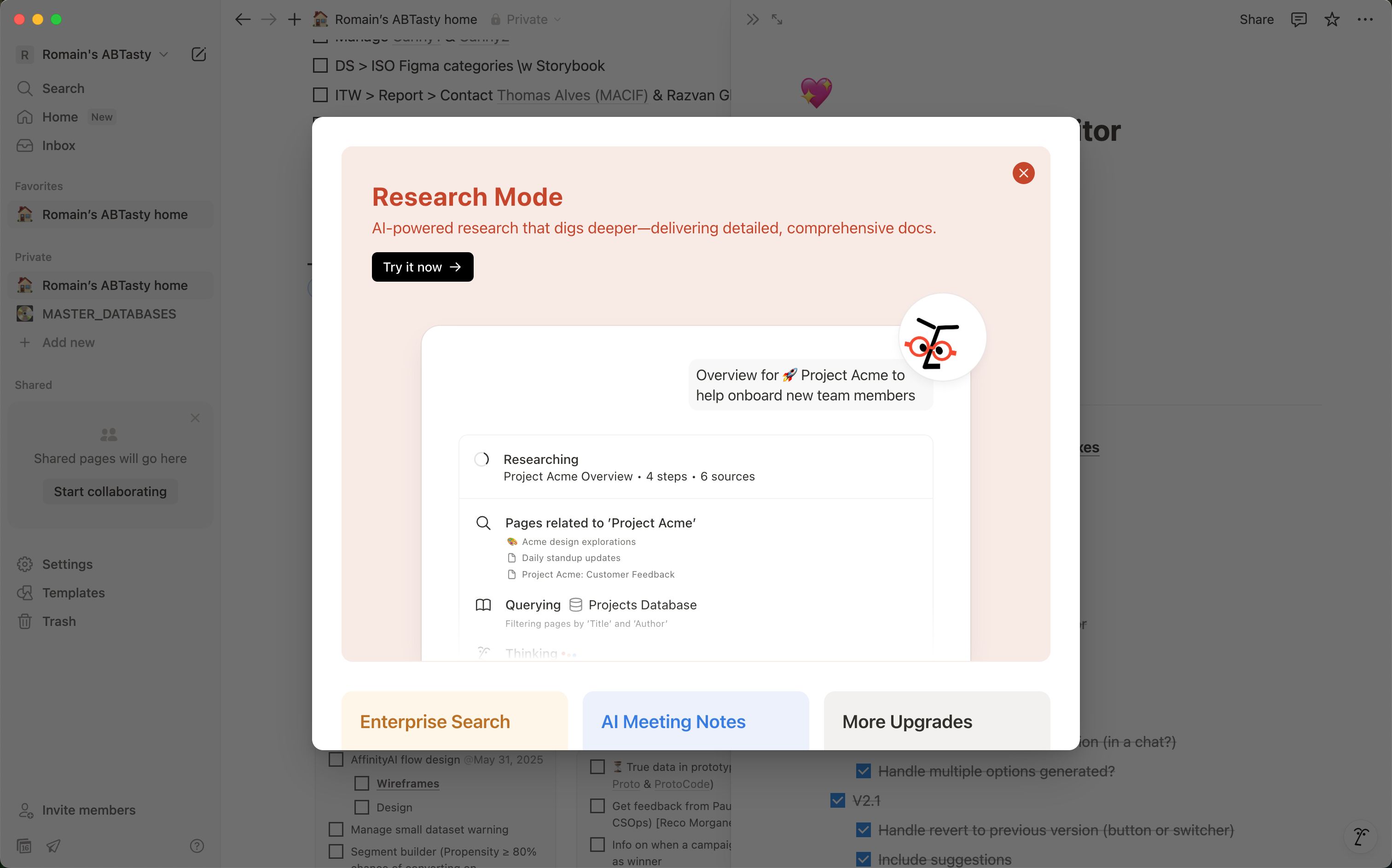 Modal / Pop-up (Notion)