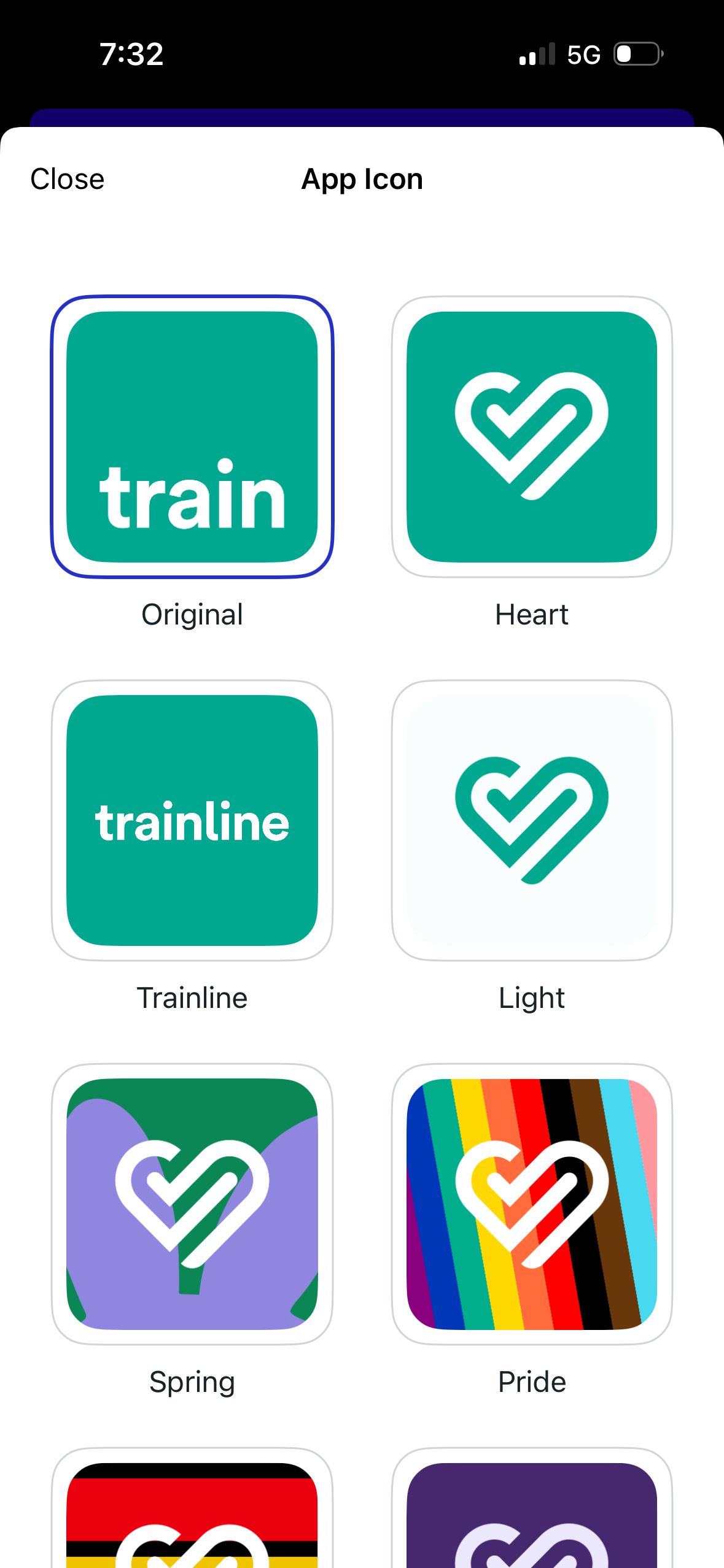 settings (Trainline)
