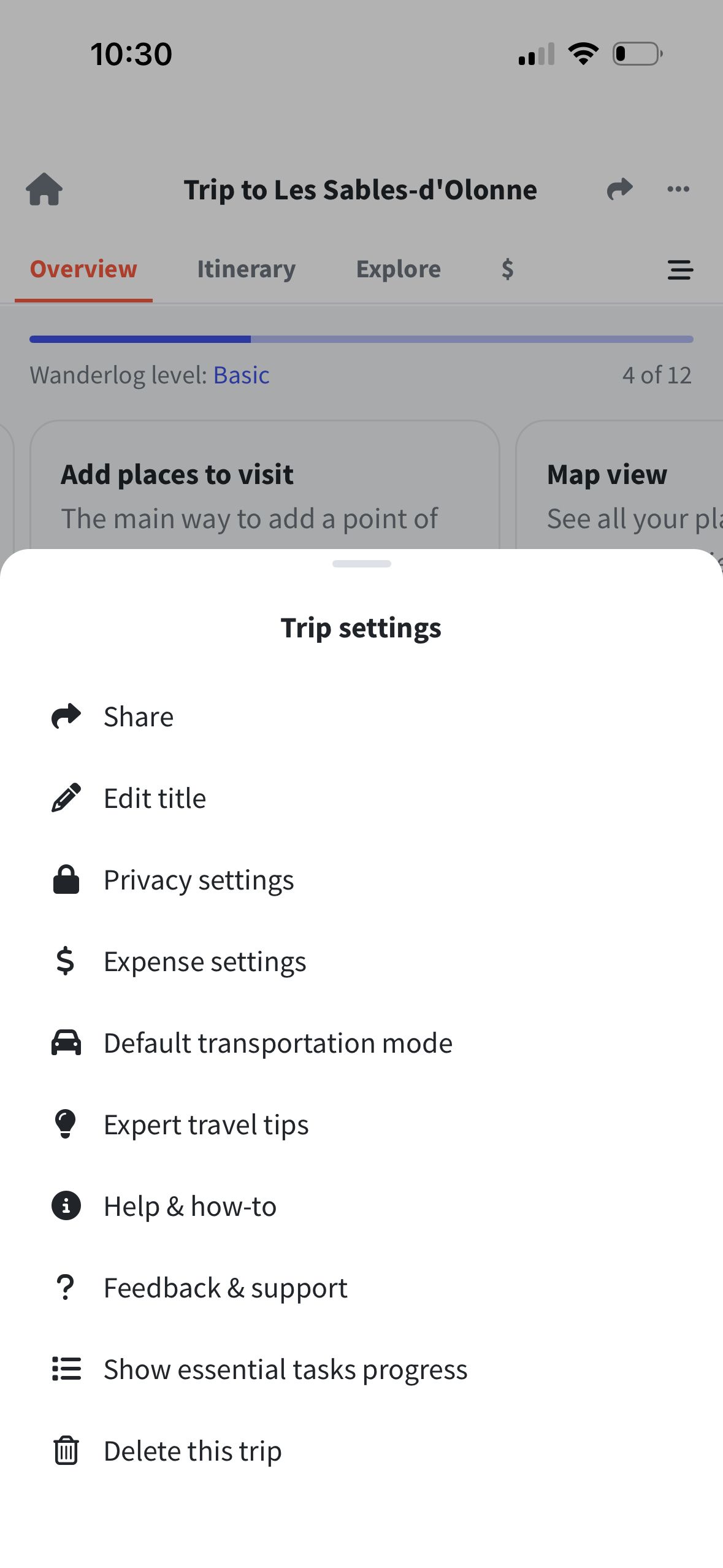 Modal (Wanderlog)