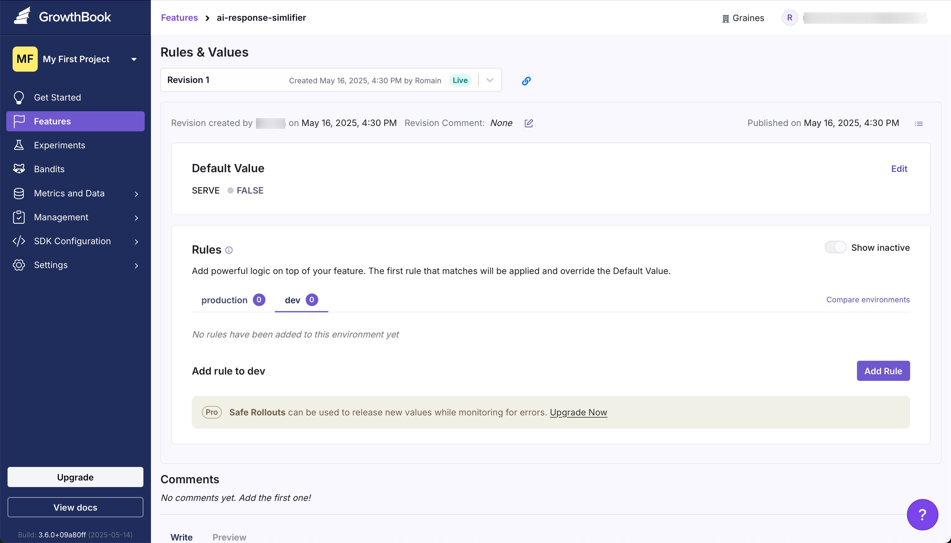 Settings / Configuration (Growthbook)