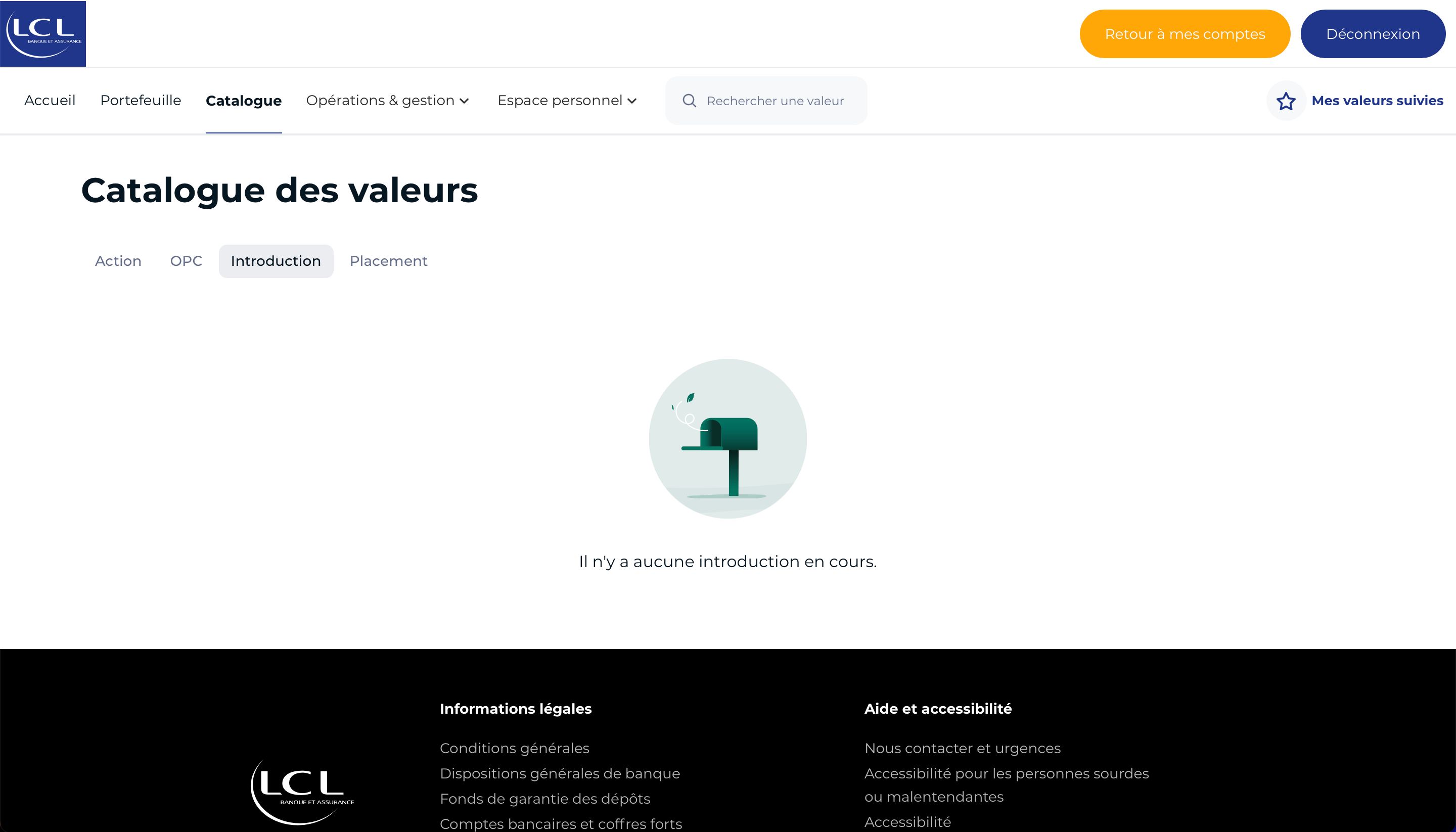 empty state (LCL Bourse)